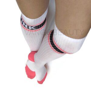 Victoria's Secret PINK Over The Knee White Pink Toes Rare NWOT One Size